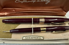 Vintage Sheaffer s Burgundy 14k Gold Nib Fountain Pen   Pencil Set Original Box