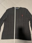 Polo Ralph Lauren Cable Knit Sweater Mens Xl Black Cotton Pony Crewneck