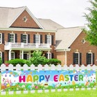 Happy Easter Banner Large Bunny Eggs Fence Backdrop For Outdoor Classroom