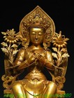 29 5   Old Tibet Bronze Gold Kwan-yin Guanyin Quanyin Goddess Statue Sculpture