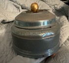Working Vintage 1940s Musical Powder Puff Box Original Clean Puff Green Finial
