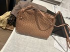 Womens Bottega Veneta Nappa Leather Intrecciato Crossbody Bag - Tan