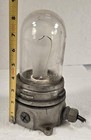 Vintage Industrial Utility Light Fixture Cast Metal Glass Dome Vapor Tight Crack