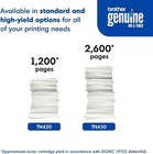 Brother Genuine High Yield Toner Cartridge  Tn450 page Yield Up To 2 600 Pages