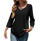 Womens Tops 3 4 Length Sleeve Lace V Neck T-shirt Dressy Casual Blouses Summe   