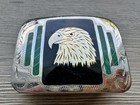 Johnson   Held Handmade Belt Buckle Bald Eagle Inlay Inlaid Green Cowboy Western