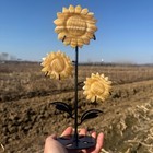 400g Natural Geode Stone Quartz Crystal Carved Sunflower Decor Gift