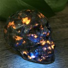 Yooperlite Flame Skull Stone Quartz Natural Crystal Carved Decor Specimen Fossil