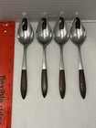 Vintage 4 Epic Wood Composite Handled Tea Spoons 6    Forged Stainless Steel