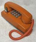 Vintage 1960s Western Electric 2554b Orange Push Button Touch Wall Telephone