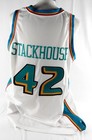 2000-01 Detroit Pistons Jerry Stackhouse  42 Game Issued White Jersey 54 033