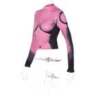 New Women Print O-neck Long Sleeve Casual  Crop   Tops T-shirt  t