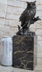 Bronze Sculpture  Hand Made Statue Animal Owl Pure Vienna On Marble Base Decor