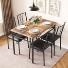 5 Piece Dining Table Set For 4 W cushion Chairs Kitchen Table Upholstered Chairs