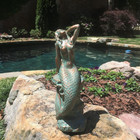16 In  Large Sexy Mermaid Sitting On Coastal Rock Beach Nautical Garden Statue I