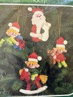 Bucilla 82069 Santa   His Elves Felt Christmas Ornament Kit Sequins Beads New