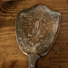 Vintage Antique Victorian Floral Handheld Vanity Mirror Gold Brass   Silverp 14   