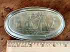 Rare Antique Dutch Tobacco Box  Bras  Crude Engraving With A Couple  Circa 1760