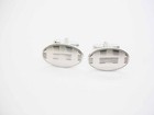 Classic Cuff Links Vintage Silver Tone Oval Man Wedding Shirt Accessory