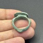 Extremely Rare Ancient Roman Bronze Ring With Bezel Depicting A Figurine