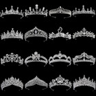 Silver Crystal Rhinestone Princess Cake Crown Bridal Wedding Tiaras Birthday Par