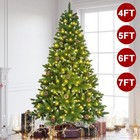 4ft 5ft 6ft 7ft Artificial Christmas Tree W  Warm White Lights 360-1100 Branches