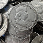 Lot Of 5 - Franklin       Half Doliar Coins  90  Siiver