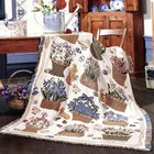 Goodwin Weavers Triple Woven Afghan    easter Baskets    100  Cotton Blanket New Vtg