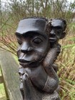 Vintage African Hand Carved In Kenya Ebony Wood Makonde Totem Sculpture 15  7 lb