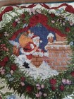 Vintage Christmas Santa Velvet Handmade Needlepoint Pillow Cover 13 5x13 5