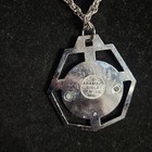 Vintage Aramaic Bible Center Pendant Necklace     Silver Tone     Religious Symbol