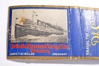 Vintage 1910 s Steamer Detroit Cleveland Navigation Co  Buffalo Matchbook Cover