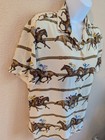Ralph Lauren Shirt Button Silk Equestrian Horse Racing Jockey Derby Size M Htf