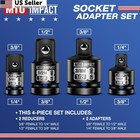 Mto 4-piece Impact Socket Adapter And Reducer Set  1 4    3 8    1 2  Impact   