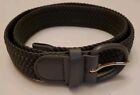 3 Leather Covered Buckle Woven Elastic Stretch Belts 1-1 4  Wide Tan Grey Black 