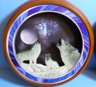 Bradford Exchange Illuminated Midnight Wolf spirit Moon Wall Decor 2009 Set Of 2