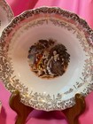 Vintage Courting Couple Decorative Bowls     Gold Filigree Edge     Set Of 3