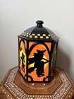 Vintage Spooky Hollow  11    Halloween Cookie Jar Witch Black Cat Owl Orange Black