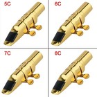 Alto Sax Saxophone Mouthpiece W cap   Ligatures  Brass Metal Eb Alto Gold - 7c