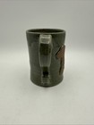 Art Pottery Coffee Tea Mug Pet Lover Dog Green Brown