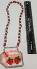 Handmade Strawberry Milk Perler Necklace   Kandi Bead Necklace   Cute Rave Pixel