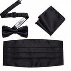 Men s Satin Cummerbund Set With Pre-tied Bow Tie   Pocket Square - Formal Wear A