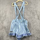 Matilda Jane Shortalls W  Suspenders Girls Size 8 Blue Striped Ruffle Spring Nwt