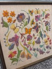 Rare Vintage 70s Jacobean Floral Butterfly Crewel Julie Nixon Eisenhower
