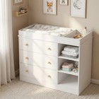 White Baby Changing Table With Drawers Open Shelve Wooden Nursery Waterproof Pad