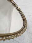 Vintage Oval Vanity Mirror Tray 13 5 x10  Gold Filigree Perfume Tray