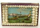 Antique Victorian Shell Pin Cushion Box Maritime  Remember Me Sailors Valentine