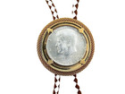 Vintage 1969 Jfk Kennedy 40  Silver Half Dollar Mesh Bolo Tie With Cord Tips