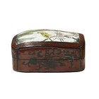 Chinese Old White Base Birds Flowers Porcelain Art Lacquer Box Ws3876