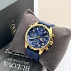 Bulova Men s Marine Star Blue Gold Dial Silicone Strap Chronograph Watch 97b168